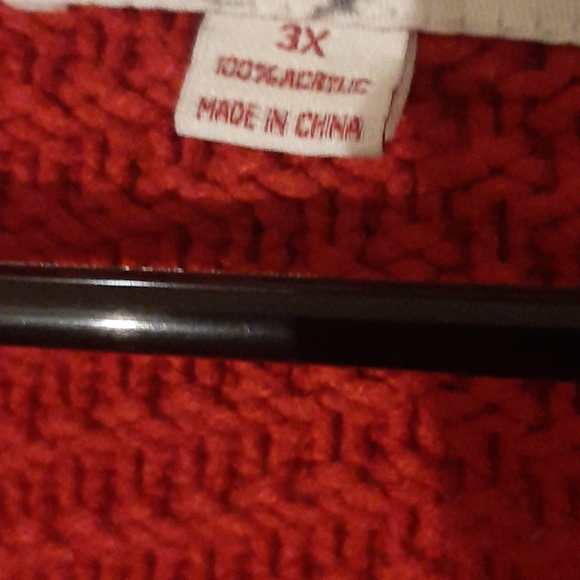 Holiday sweater! 3X cotton, single button true red - Picture 2 of 2